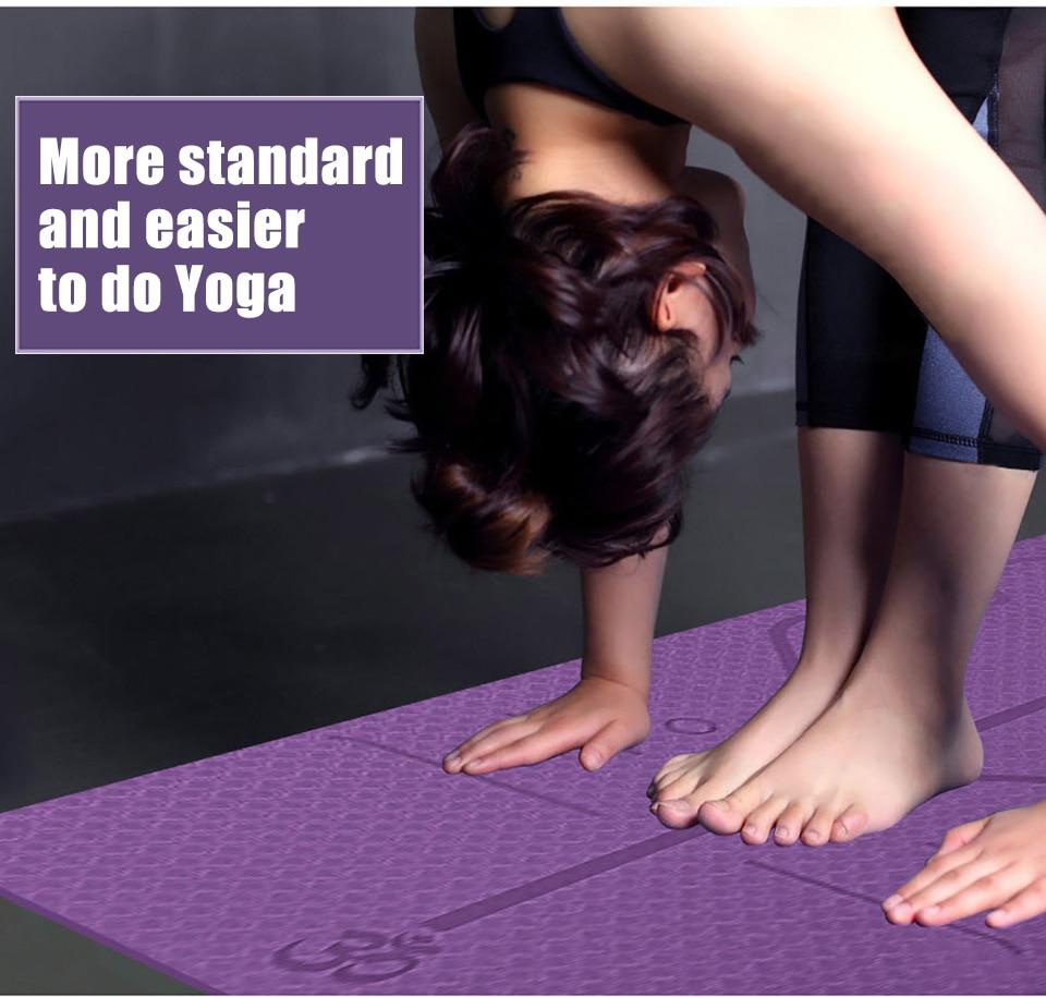 Non-Slip Yoga Mat with Alignment Lines