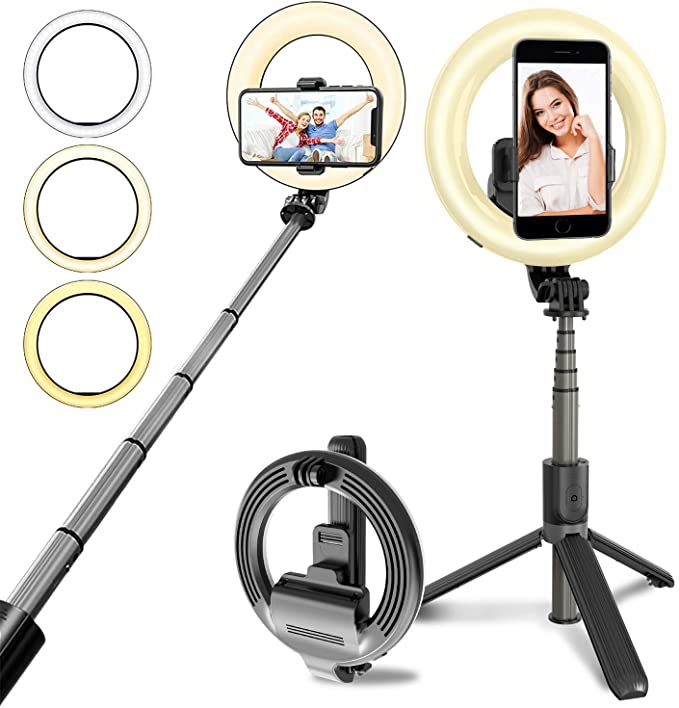 Portable 4-in-1 Selfie Stick with Tripod & LED